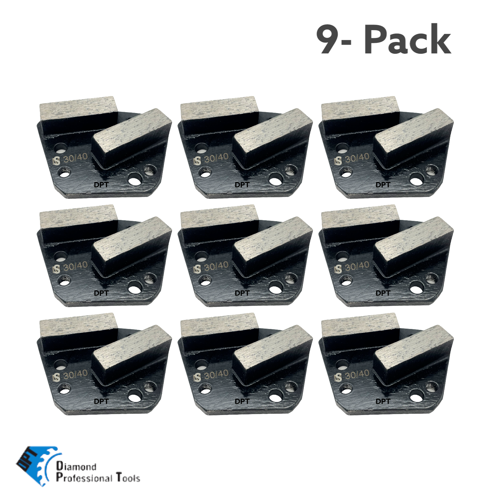 9 Pack Trapezoid Grinding Discs for Bolt on Concrete Grinders Soft Bond 30 Grit