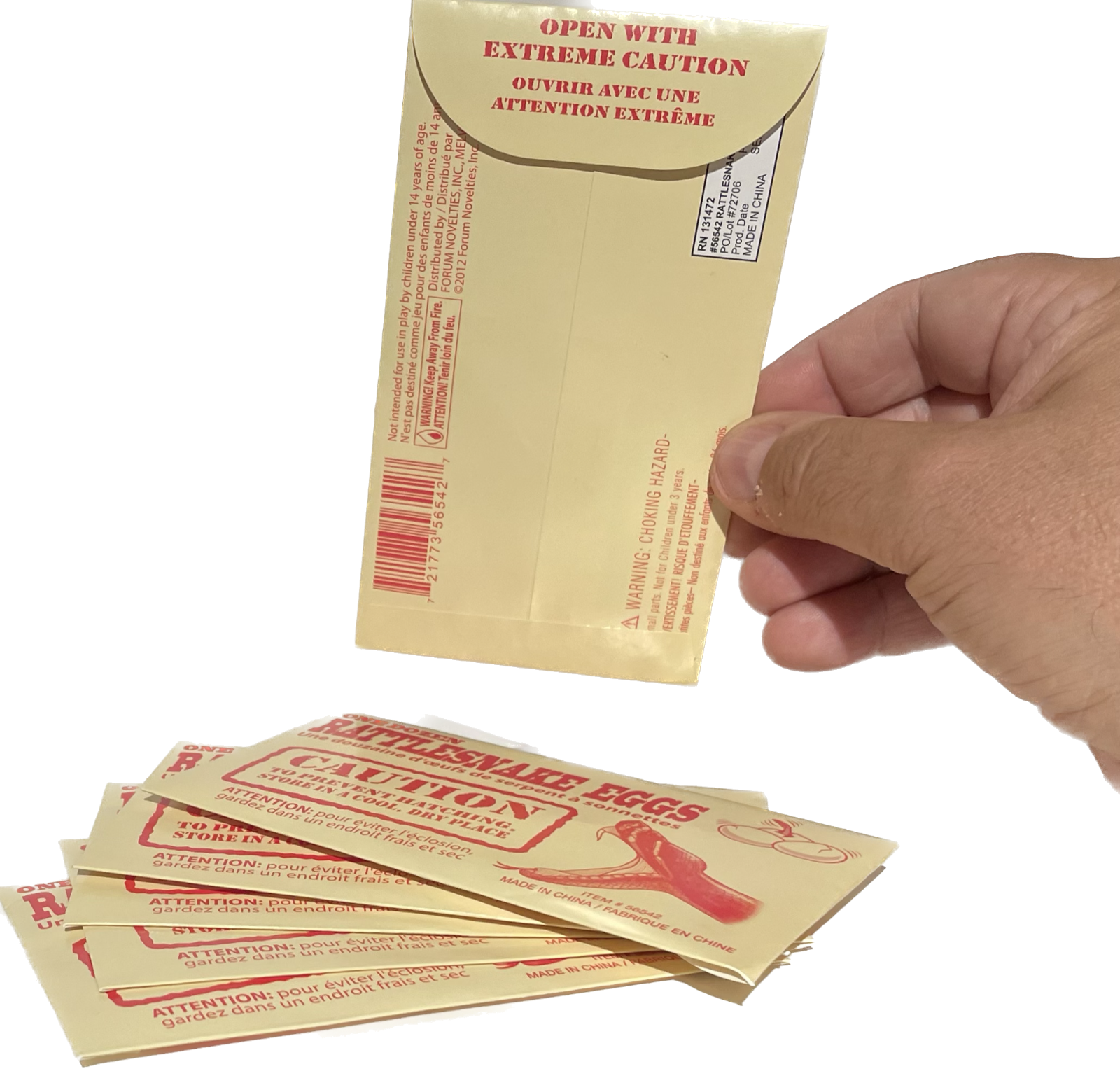 6 RATTLESNAKE EGGS JOKE Envelope Fake Snake Packs Trick Prank Gag Gift Fun Toy