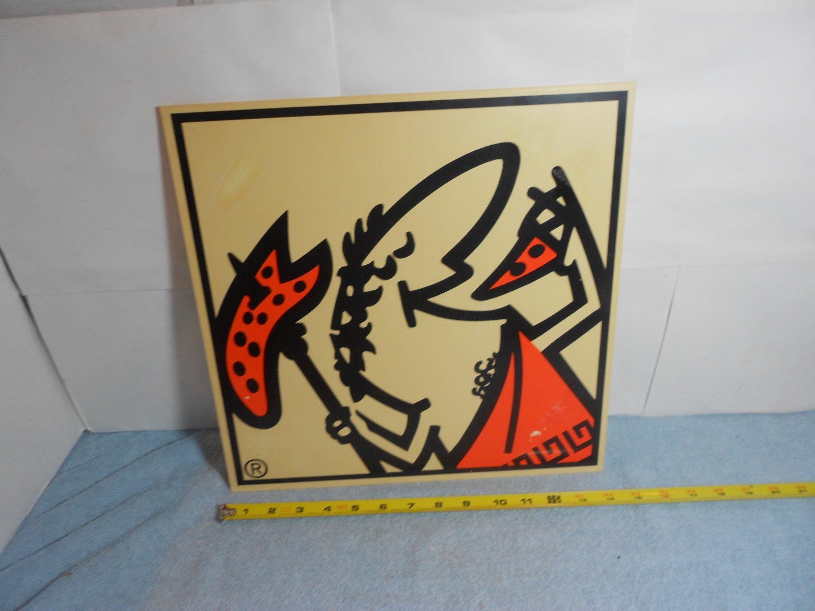 VINTAGE ORIGINAL LITTLE CAESARS PIZZA 14 x 14 in PLASTIC ADVERTISING SIGN - X132