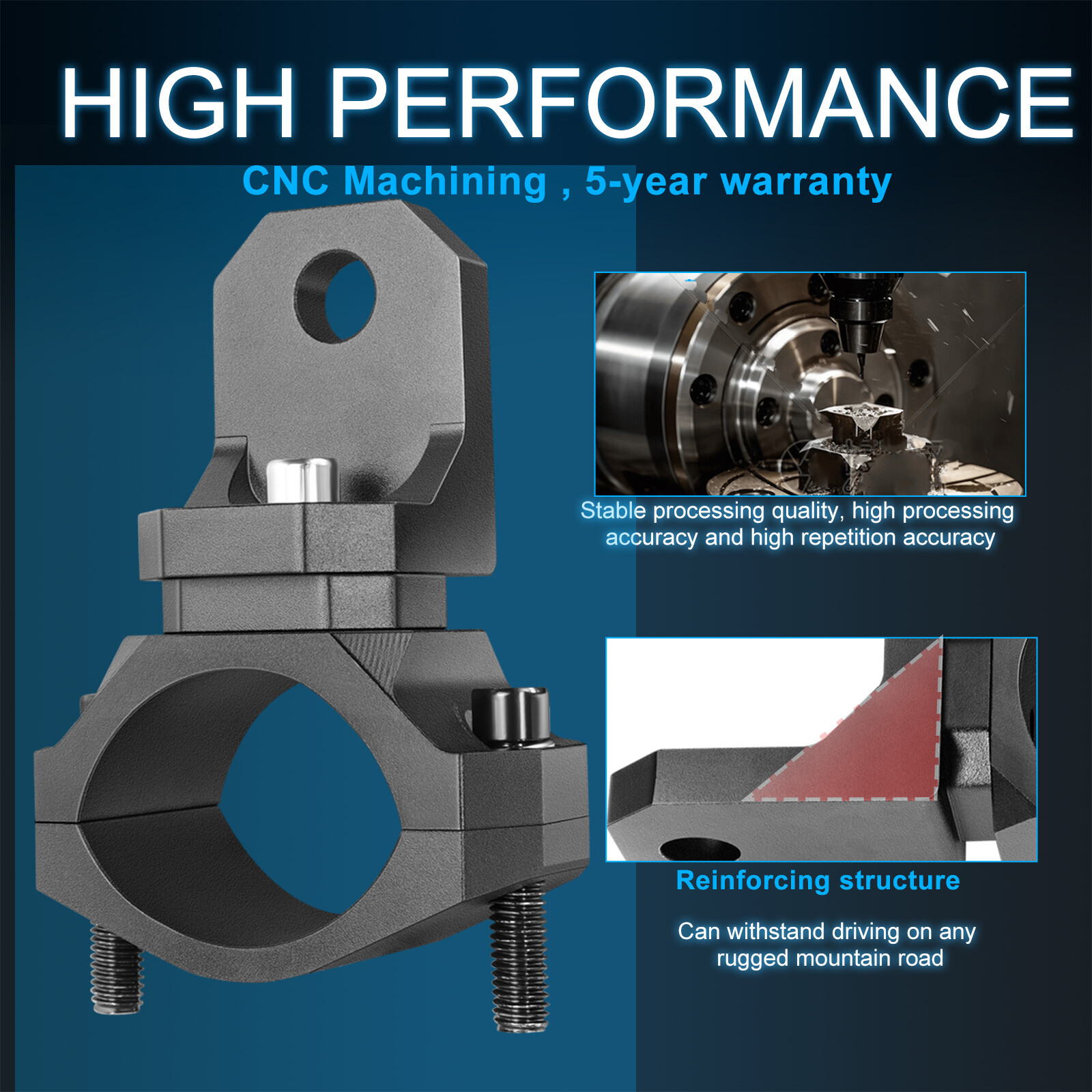 2x For Polaris RZR LED Whip Lights Mounting Brackets 1.5-2.5" Roll Bar Mount UTV