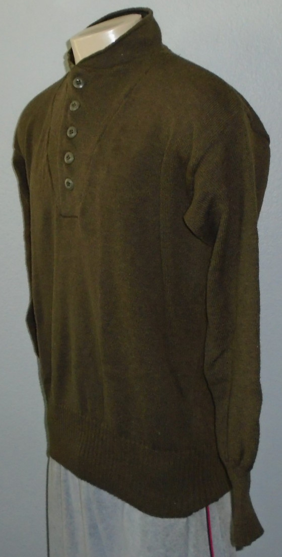 Vtg Mitts Nitts Military 5-Button Olive Drab Wool Henley Mechanic Sweater Men XL