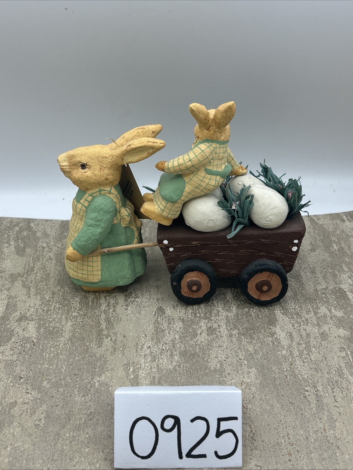 Paper Mache Bunnies With Cart And Eggs Made In Philippines