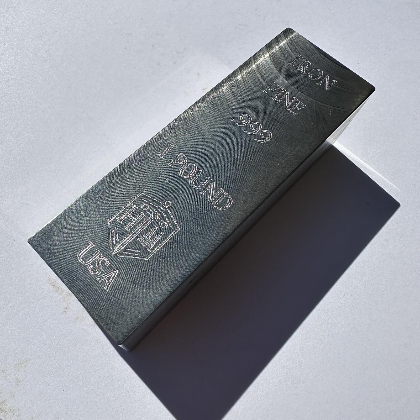 1 Pound Iron Bullion Bar / Paperweight - Defective Finish (Rust)