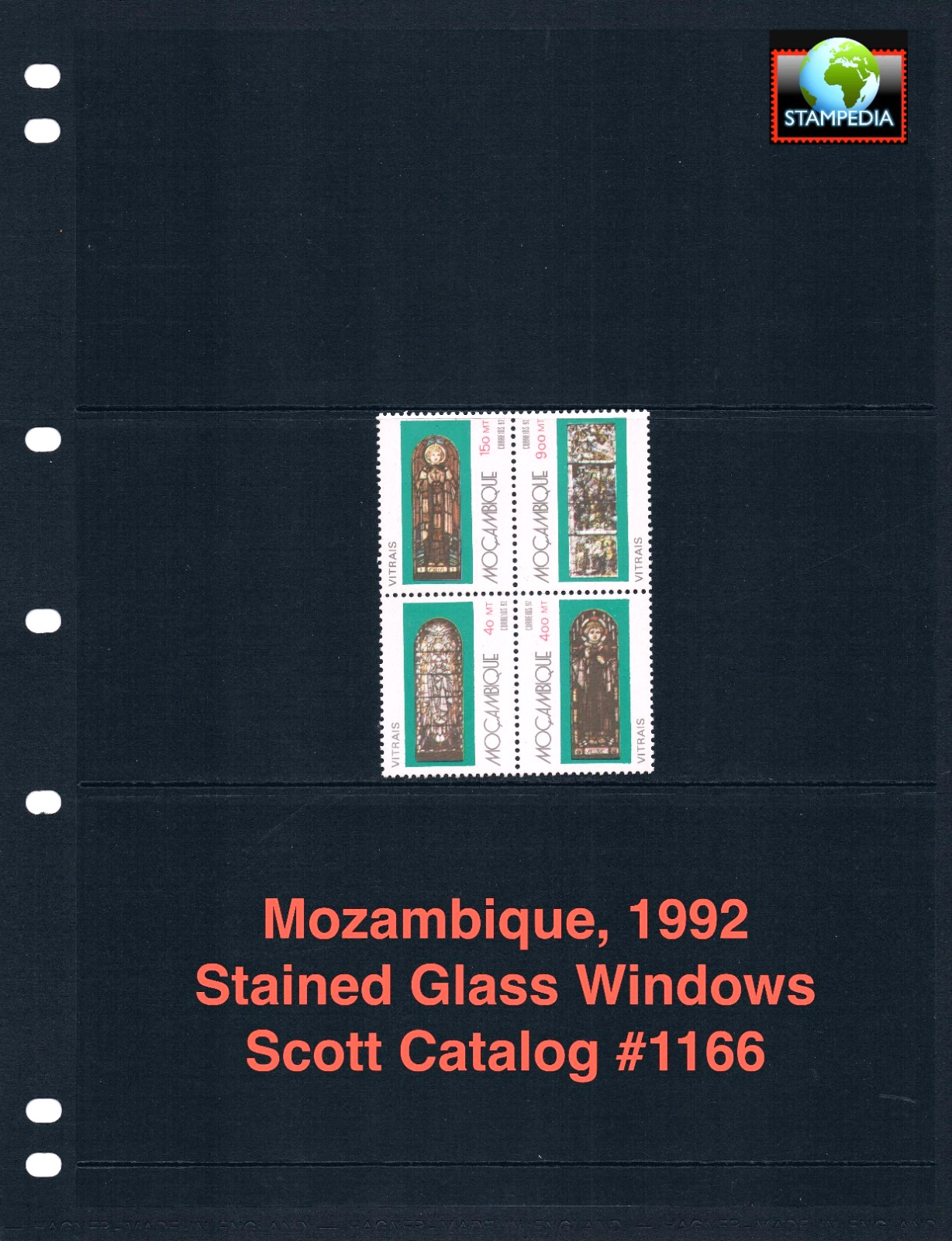 $1.90 Scott Value - 1992 MOZAMBIQUE Stained Glass Windows Africa CV MNH NH UMM