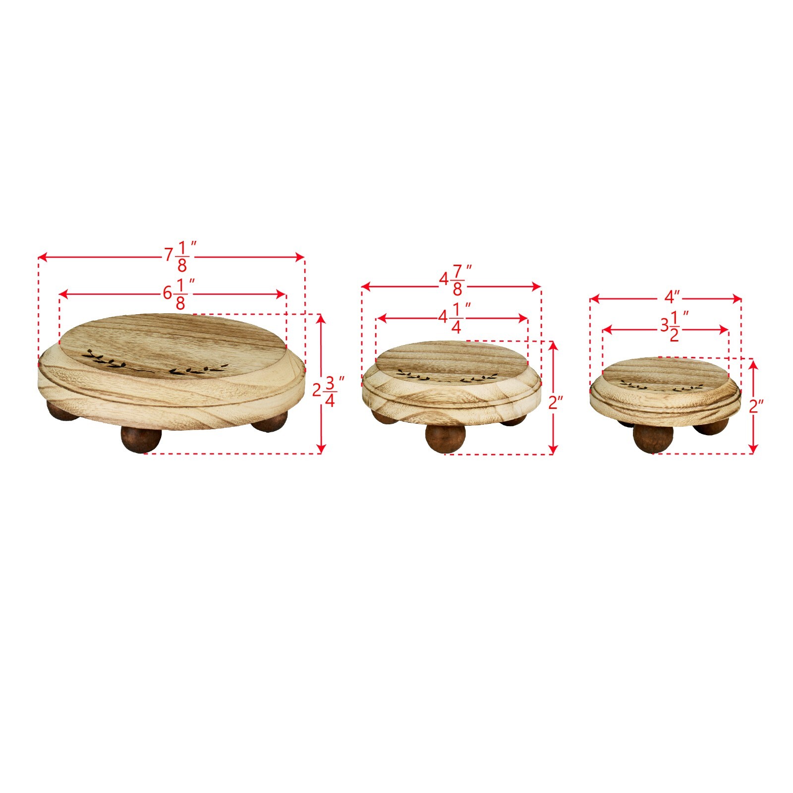Neuxi 3Pcs Set Stackable Wooden Stool Display Riser Stand for Home Kitchen
