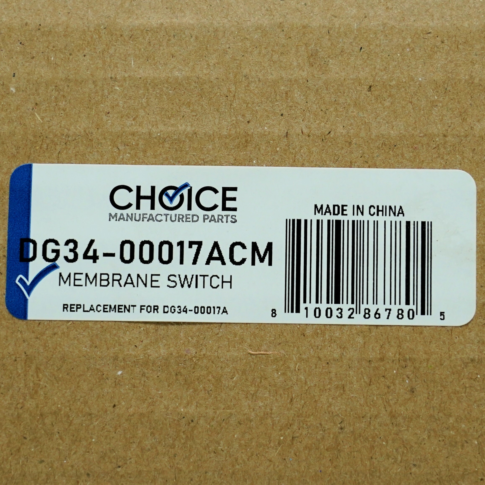 Choice Parts DG34-00017A for Samsung Range Oven Membrane Switch Touchpad Overlay