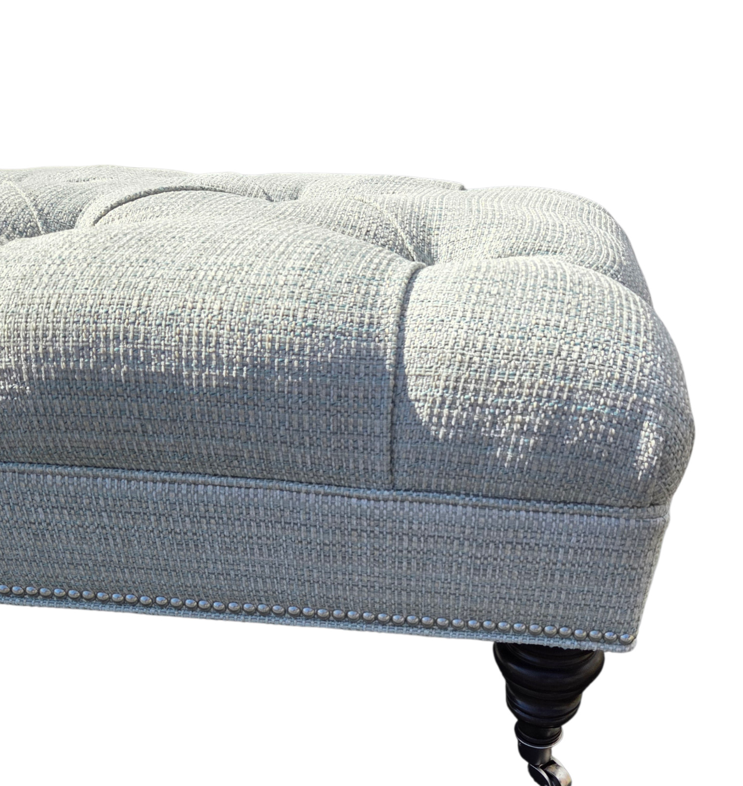 Ethan Allen Anton Chesterfield Style Ottoman Bench Hobb Nail Foot Stool