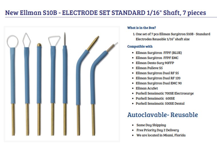 Ellman Standard electrode set- S10B  (7pcs)