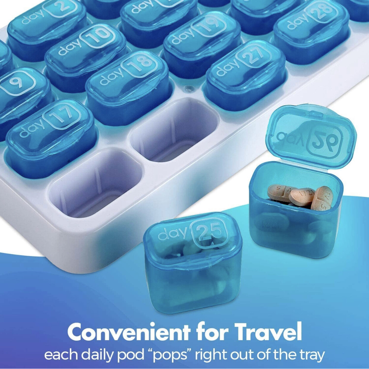 31 Day Monthly Pill Organizer Medication Pod Compartment Planner Box Travel Case