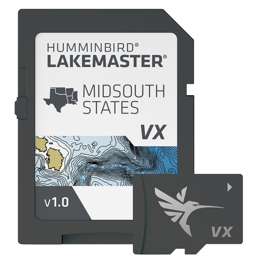 Humminbird LakeMaster VX Map Card Mid-South States GPS Navigation Chart Micro/SD