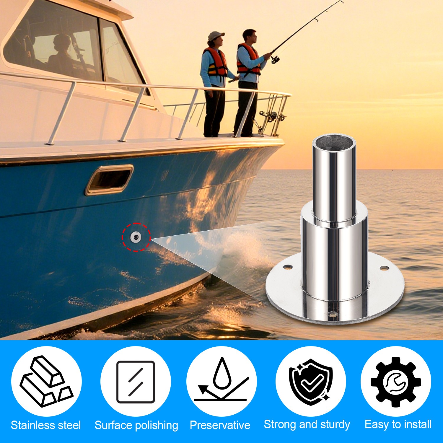 Thru Hull Exhaust Fitting 24mm 316 Stainless Steel For Diesel Parking Heaters US