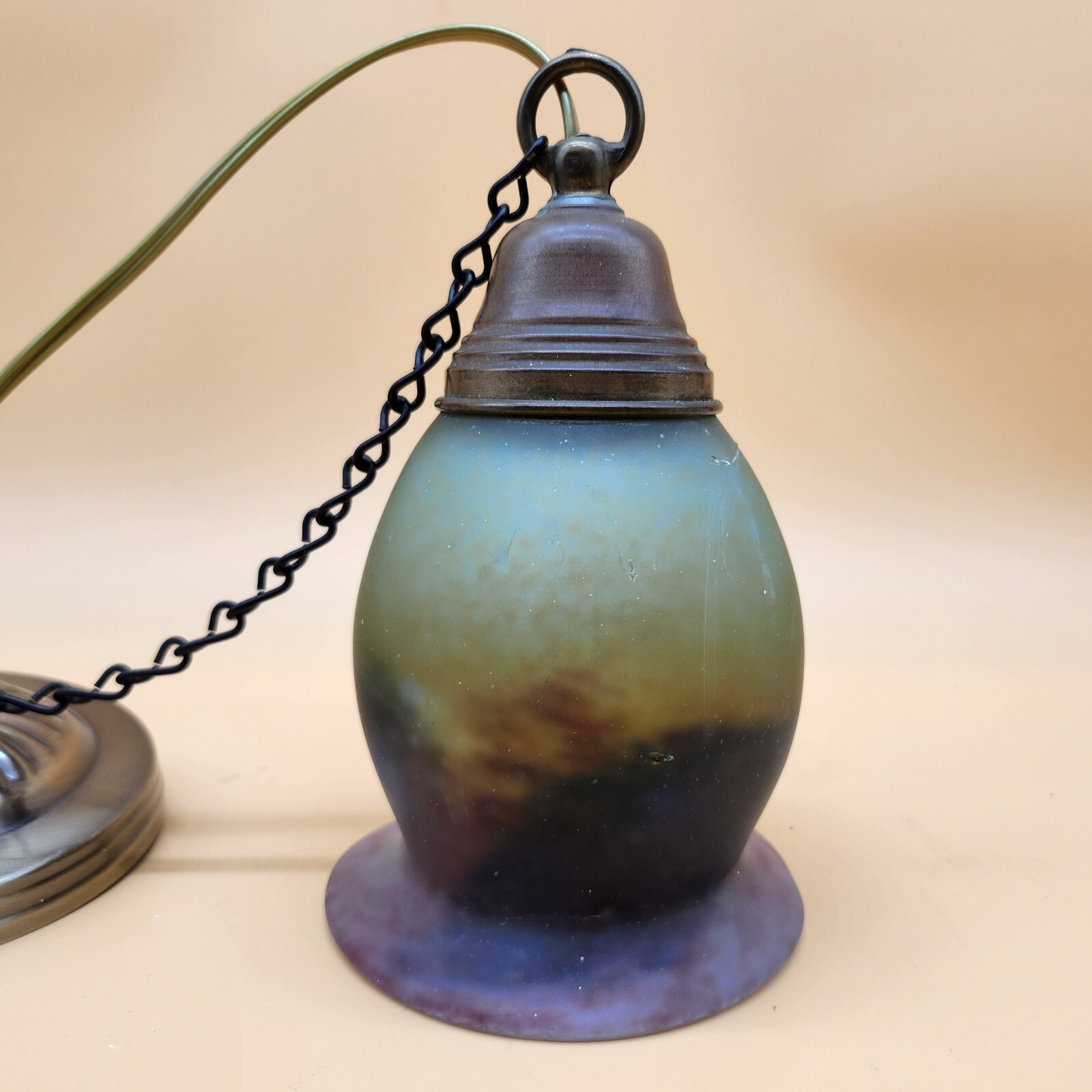 Vintage Art Glass Hanging Ceiling Pendant Light Fixture