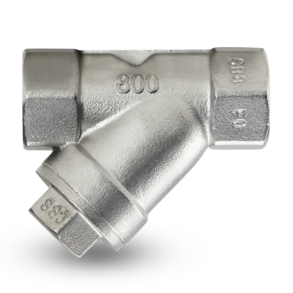 1/2" Stainless Steel Y-Strainer, 80 Mesh, NPT Threaded, 800PSI