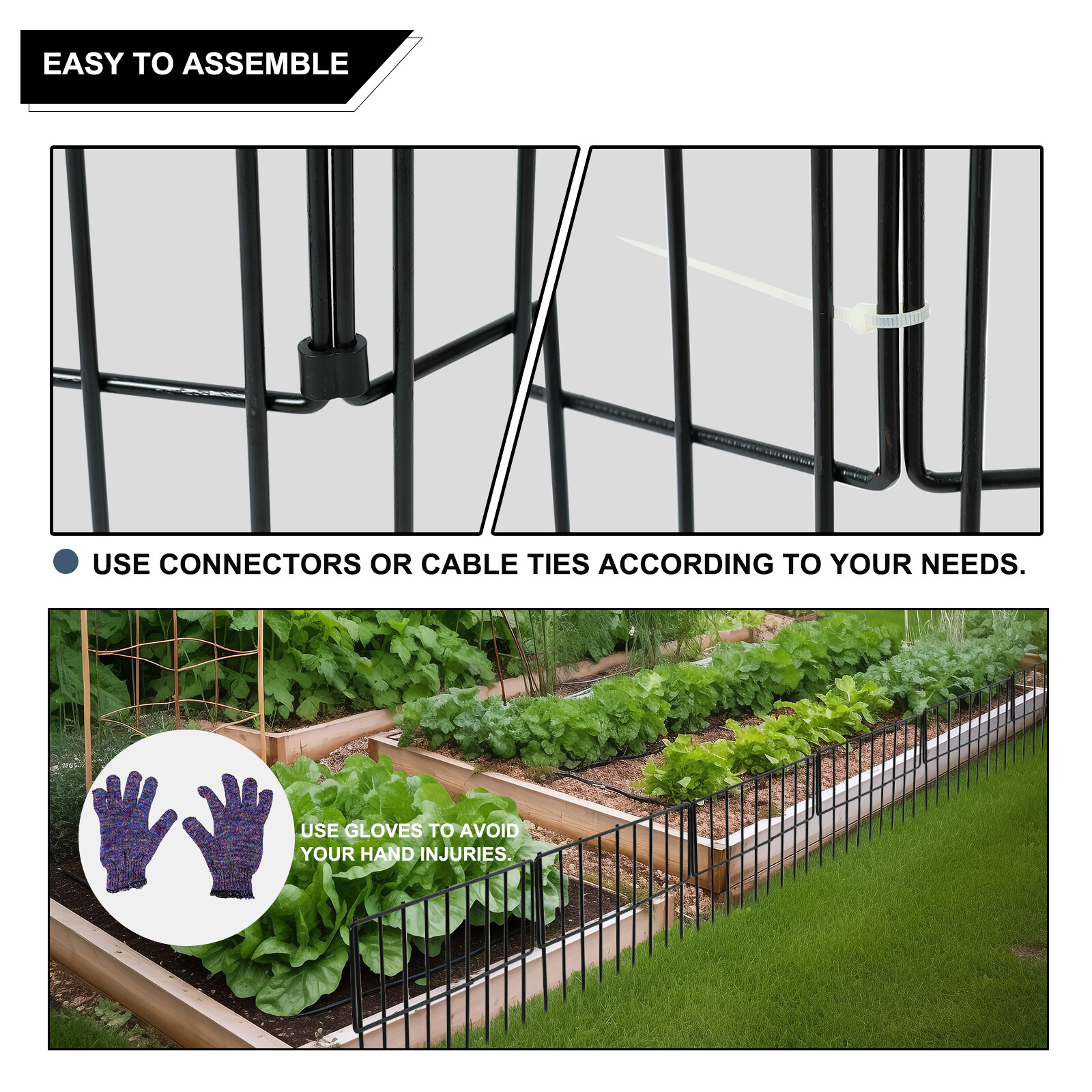 Animal Barrier Fence, 10 Pack 10.8ft(L) x 12.6in(H) Decorative Garden Fence