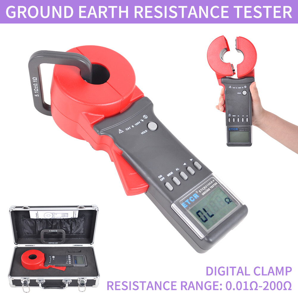 Earth Resistance Tester ETCR Clamp Grounding (Round) 0.01Ω~200Ω Resistance Meter