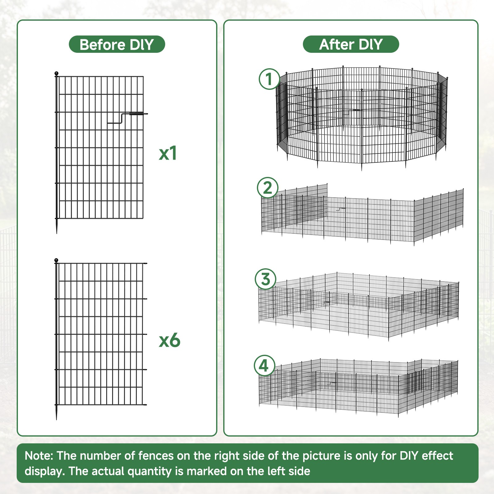 No Dig Decorative Garden Fence with Gate - 7/13 Panels, 40in H, Rustproof Metal