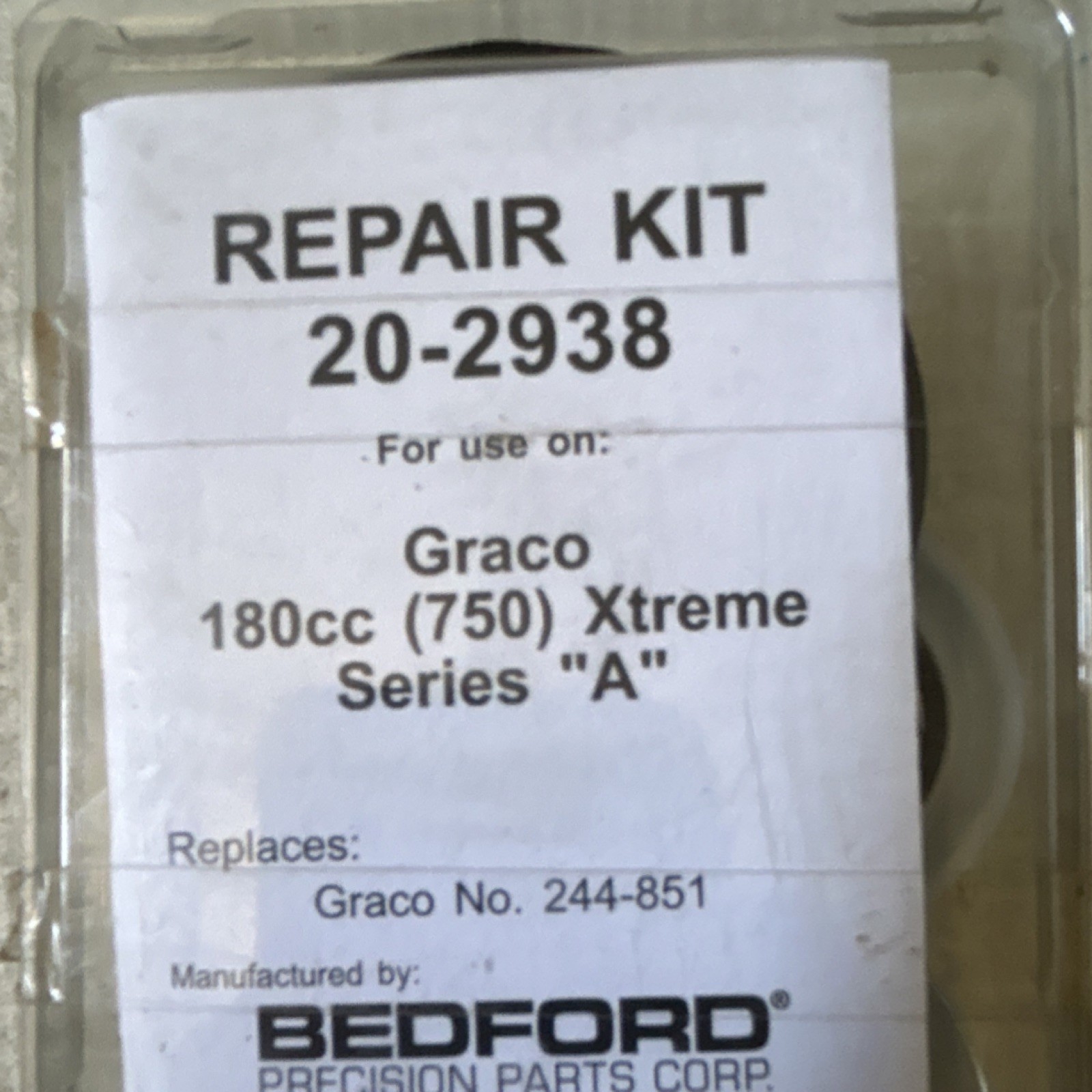 Bedford Repair Kit 20-2938 for Graco 180cc (750) Xtreme Series A 244-851