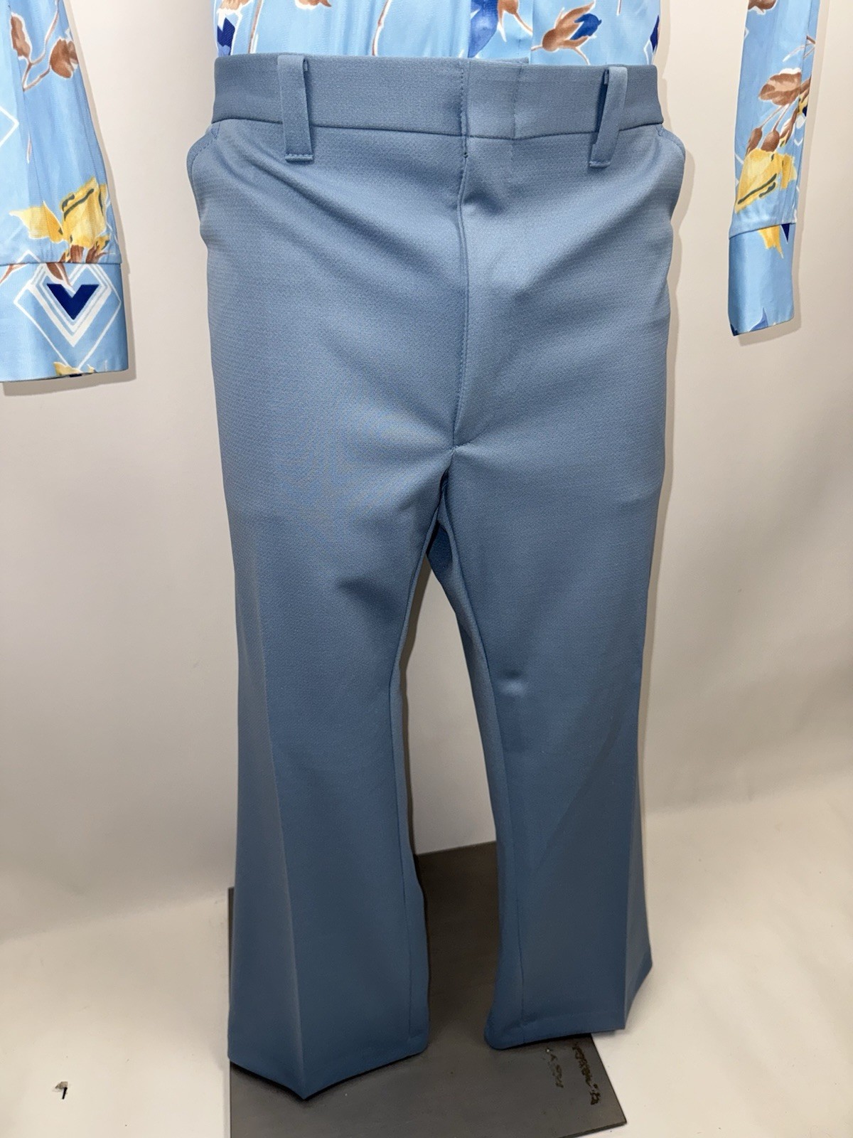 Haband Disco Pants Mens 40 28 Blue Polyester Leisure Suit Disco Mod Vtg 60s 70s