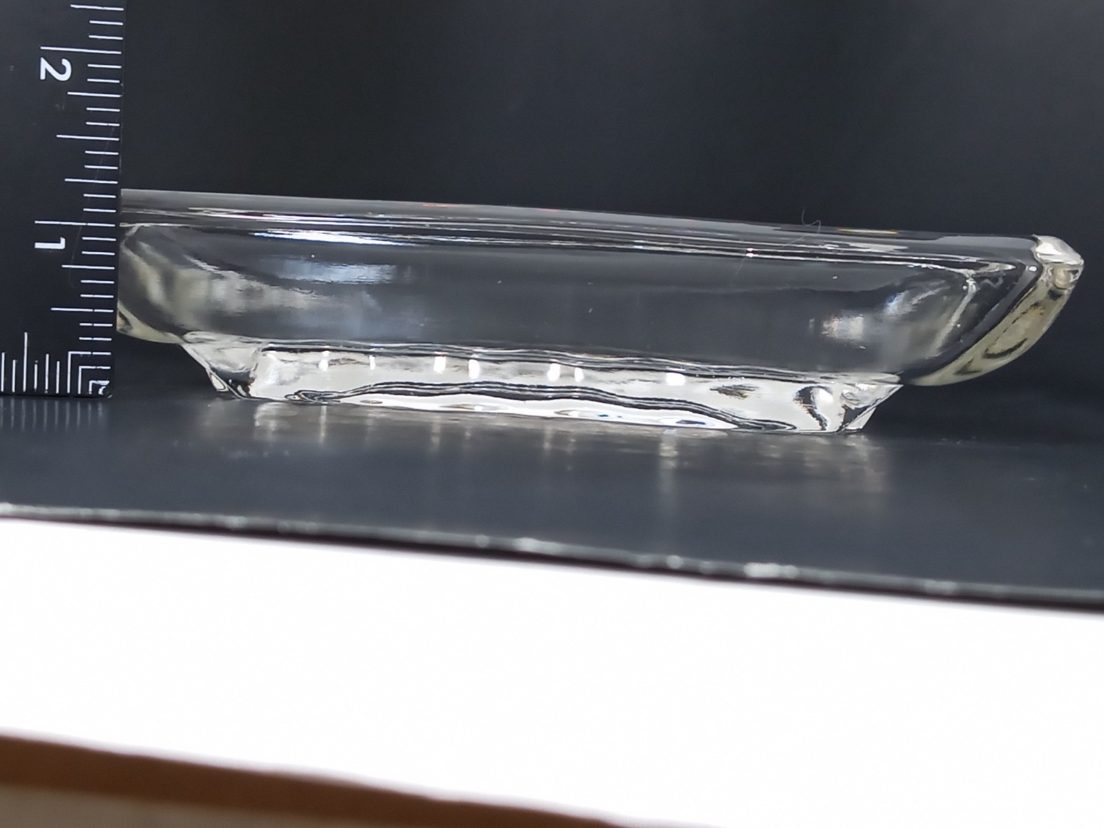 VTG Glass Bar Soap Dish Think Scallop Edges Heavy Solid Fluted Paperweight