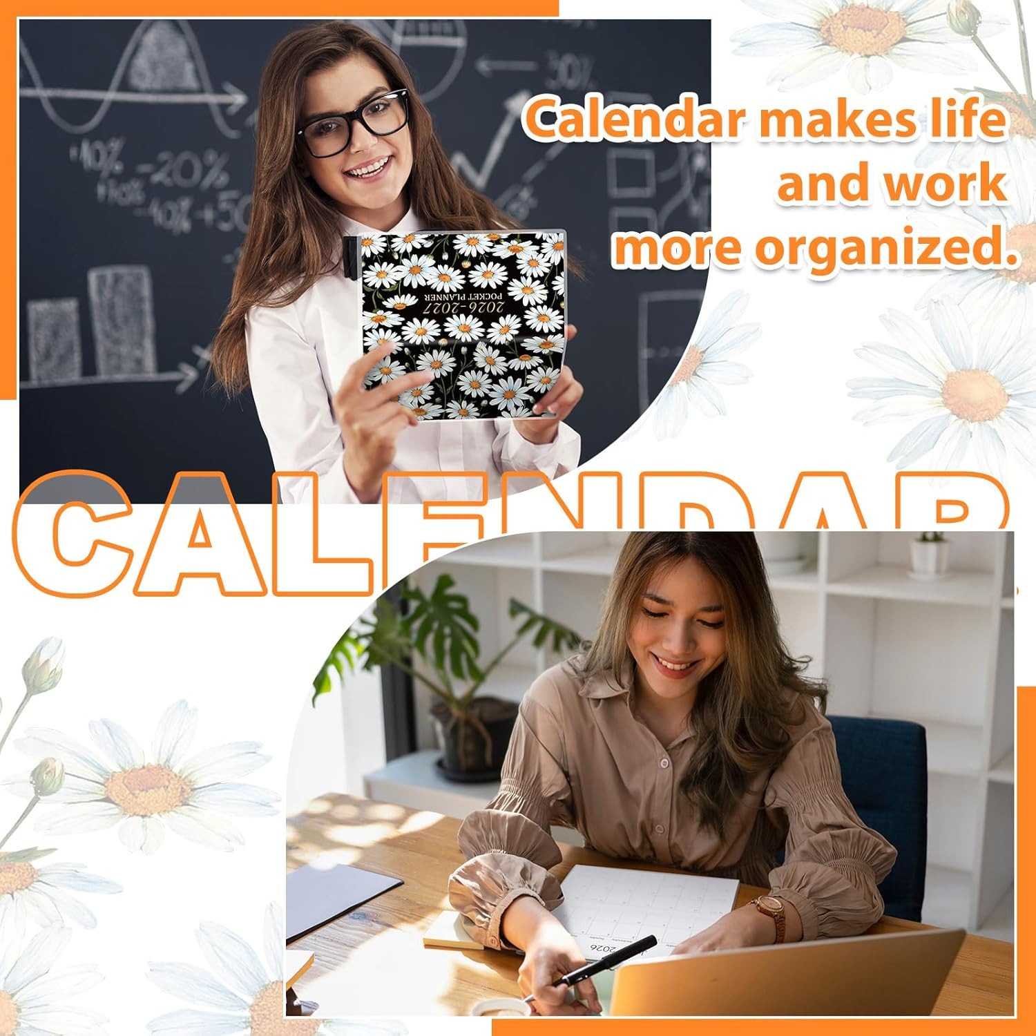 7" x 6.5" 2026-2027 Pocket Calendar for Purse Small Monthly Planner Notebook PVC