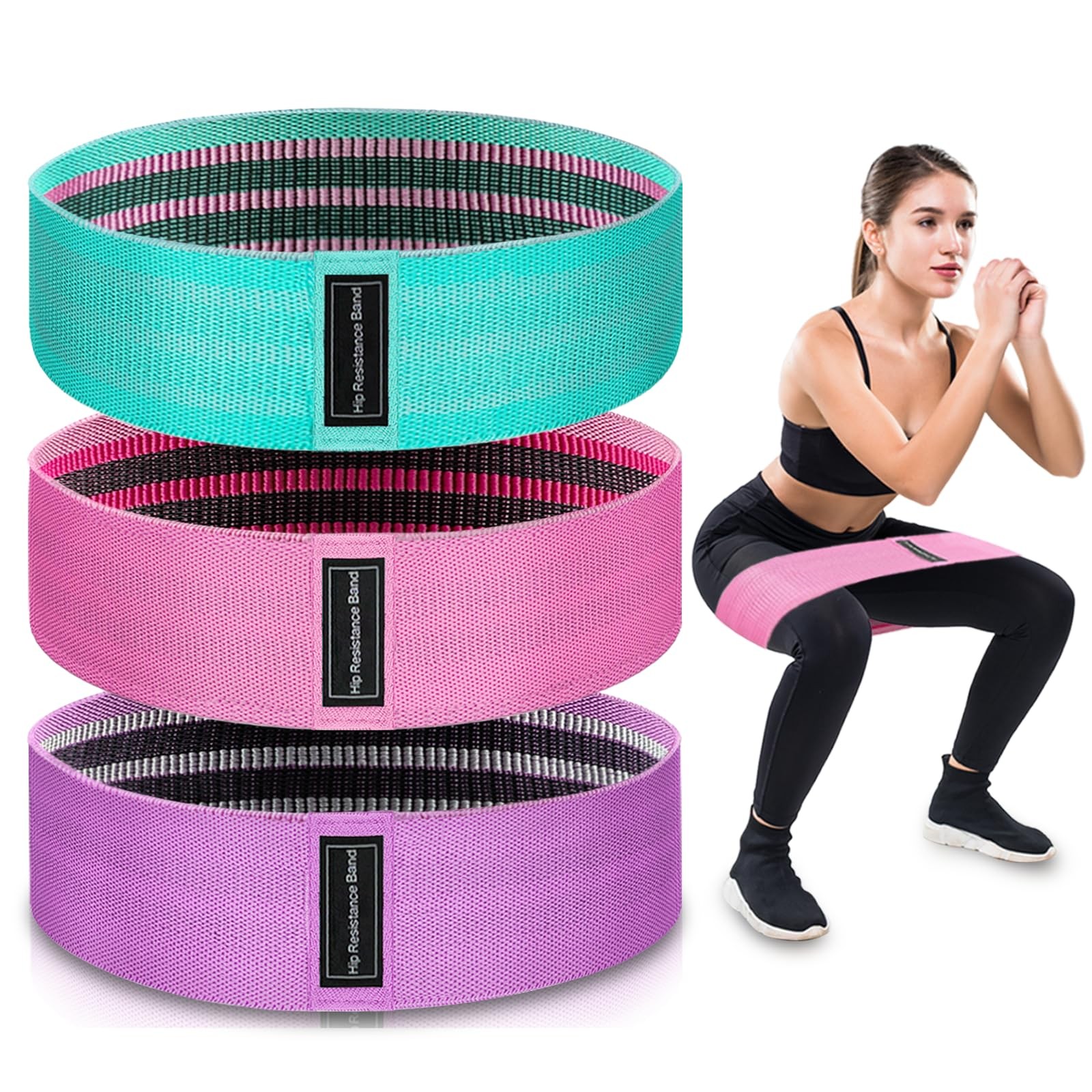 Exercise Bands, 3 Levels Fabric Resistance Bands for Working Out, Workout Ban...