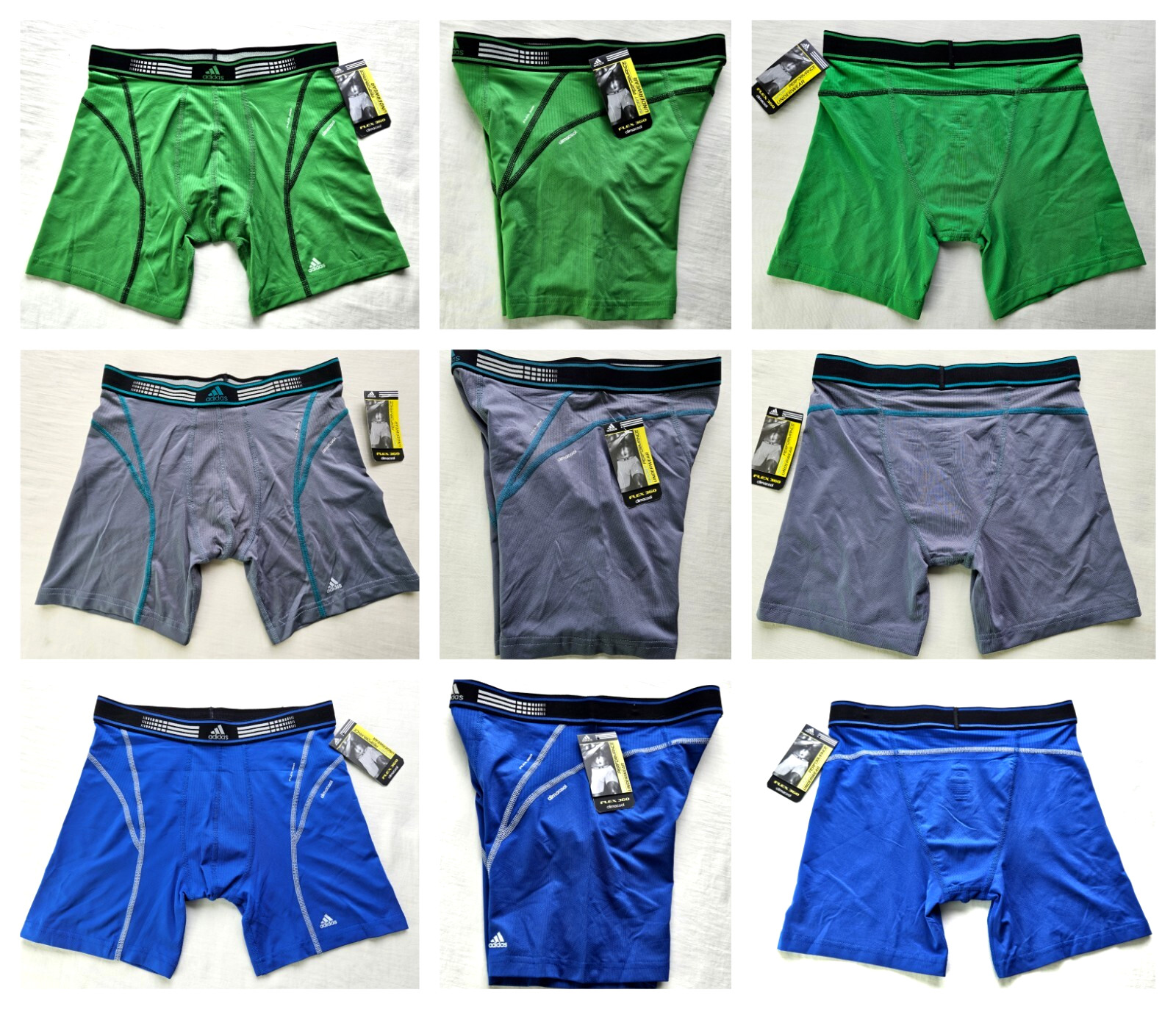 Adidas Men's Boxer Briefs S 28-30 Blue Green Gray Performance Climacool Flex 360