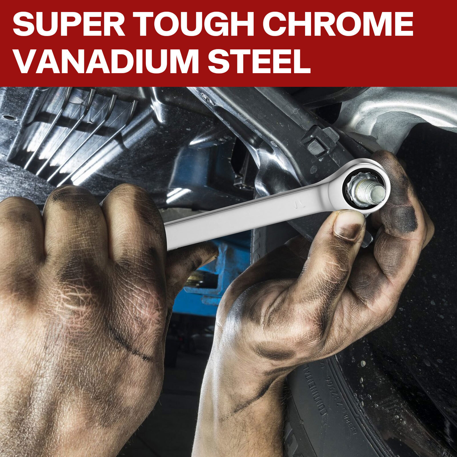 12Pc 8-19mm Metric Fixed Head Ratcheting Wrench Combination Spanner Tool Set