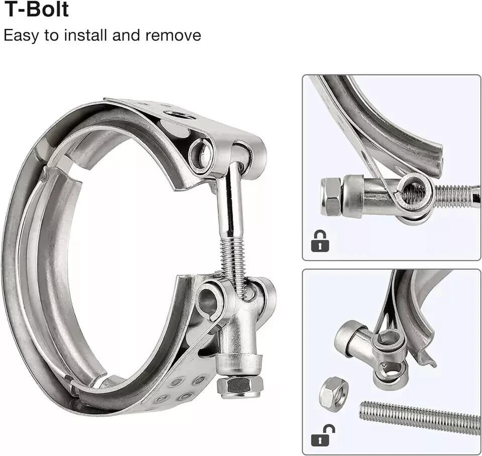 V-Band Clamp & Flange Kit SS304 Stainless 2'' 2.25'' 2.5'' 2.75'' 3'' 3.5'' 4''