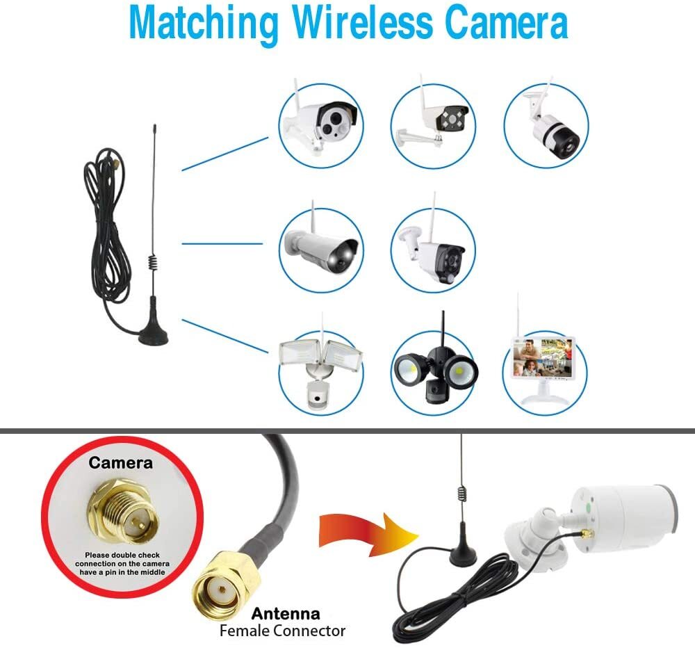 10M 33ft WiFi Antenna Extension Cable Cord for Wireless Security Camera RP-SMA