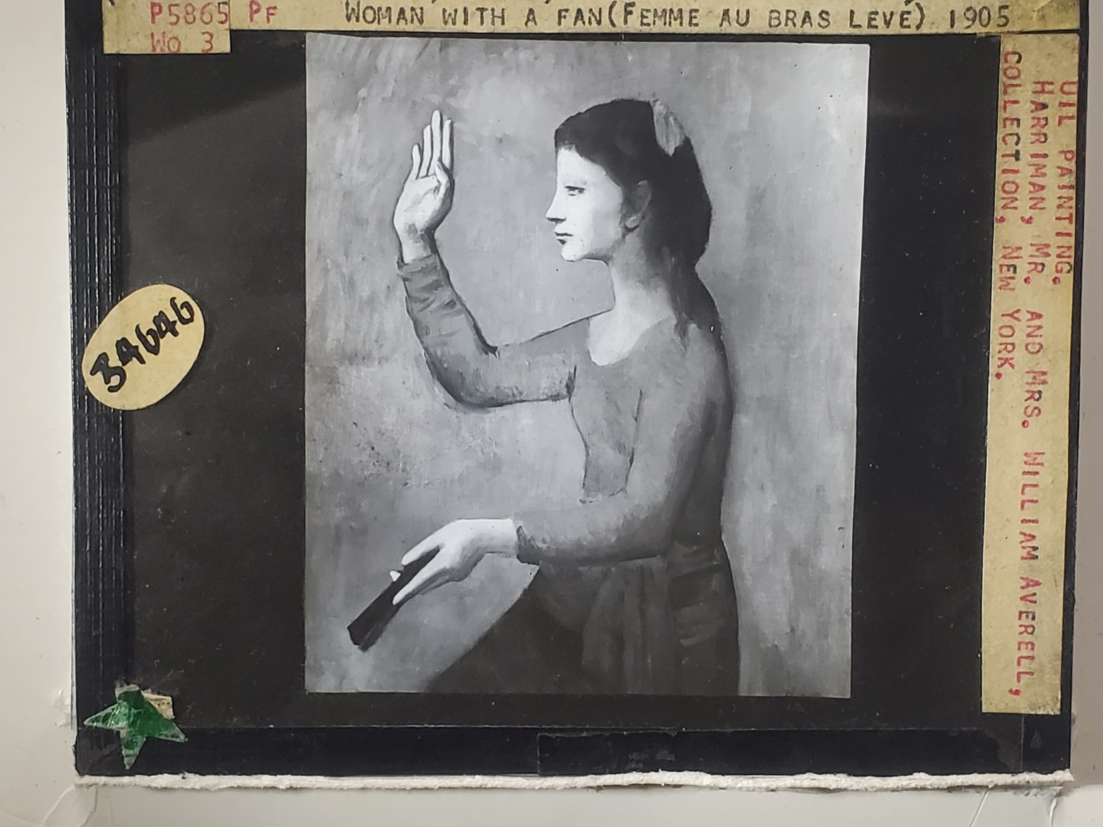 Woman With A Fan, Pablo Picasso, Magic Lantern Glass Slide