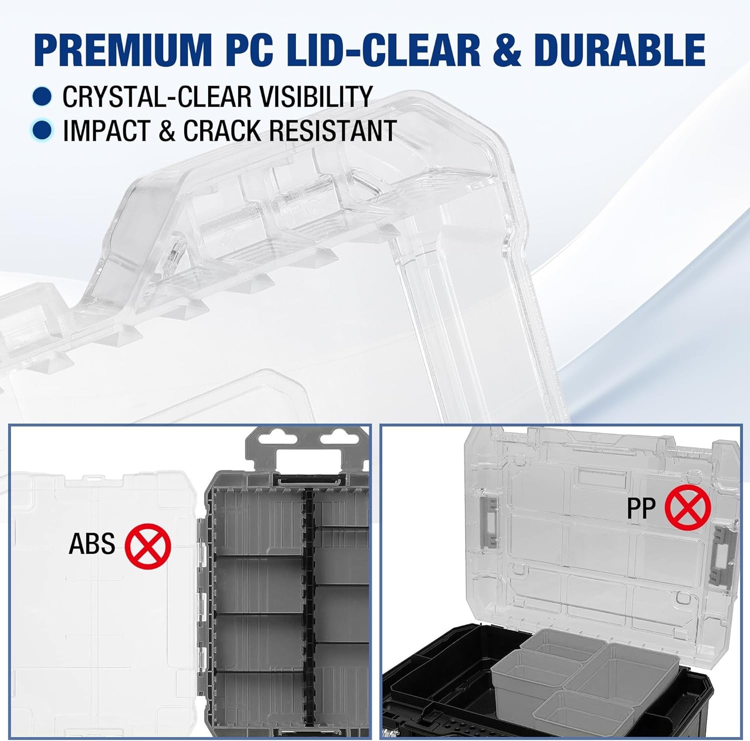 WORKPRO Small Parts Organizer 3 Pieces Portable Stackable Hardware Storage Case