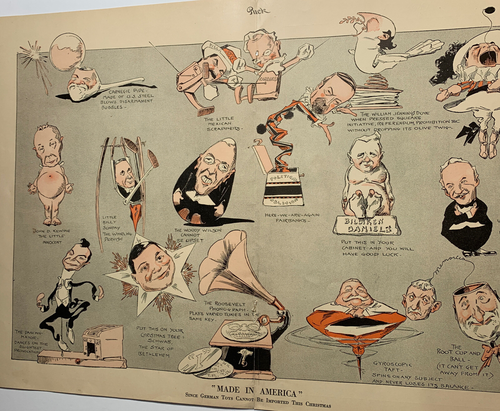 WWI 1915 Not Political Corr 2 Page Ad President Wilson No German Toys Christmas