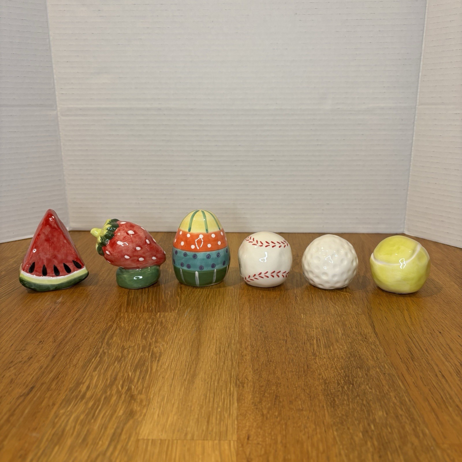NWT (Set Of 6) Ceramic Charcuterie Board Toppers 3” Watermelon Baseball Golf Egg