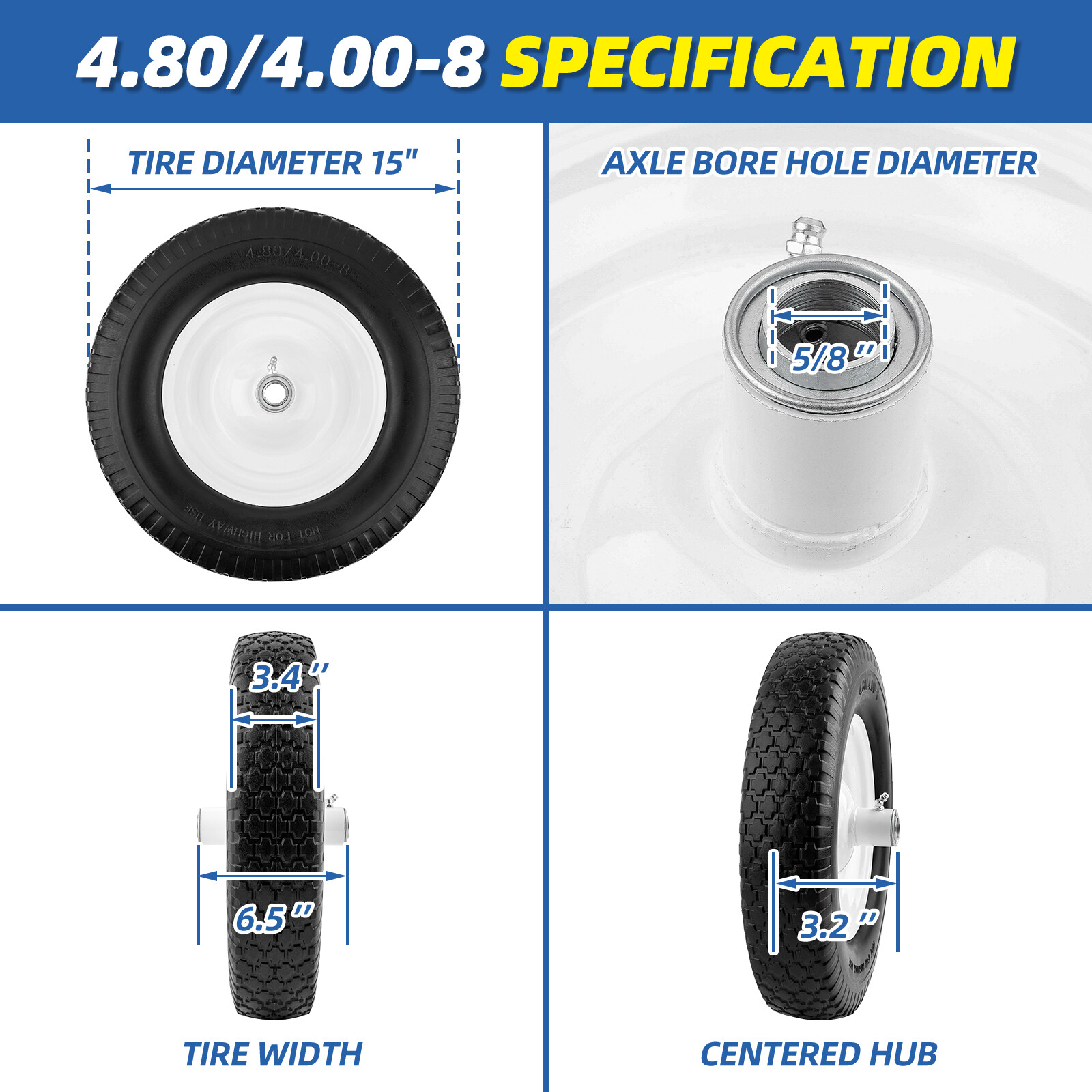 16-inch Flat Free Wheel Barrow Tire - NEVER HAVE A FLAT AGAIN - FREE SHIPPING