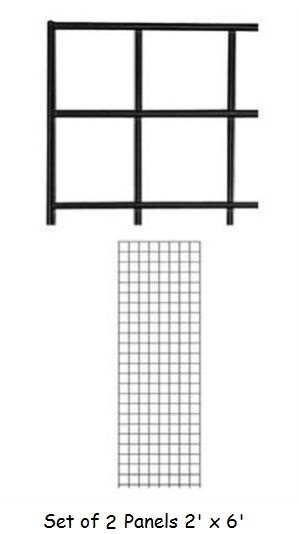 Lot of 4 Gridwall Panels 2' x 6' Grid Wall Display Black Panel Steel Powder Coat