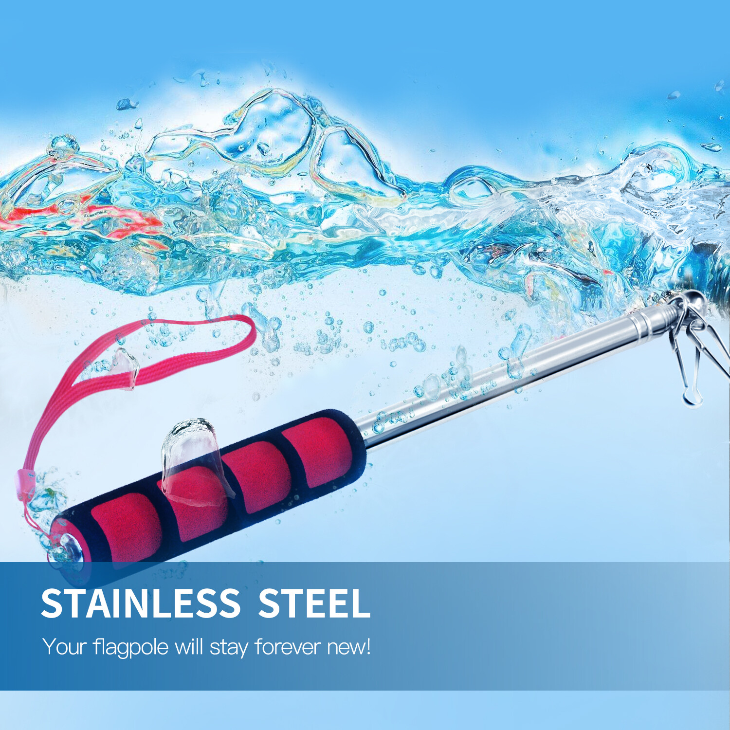 Anley 5 Ft Red Telescopic Handheld Flagpoles - Extendable Collapsable Flag Pole