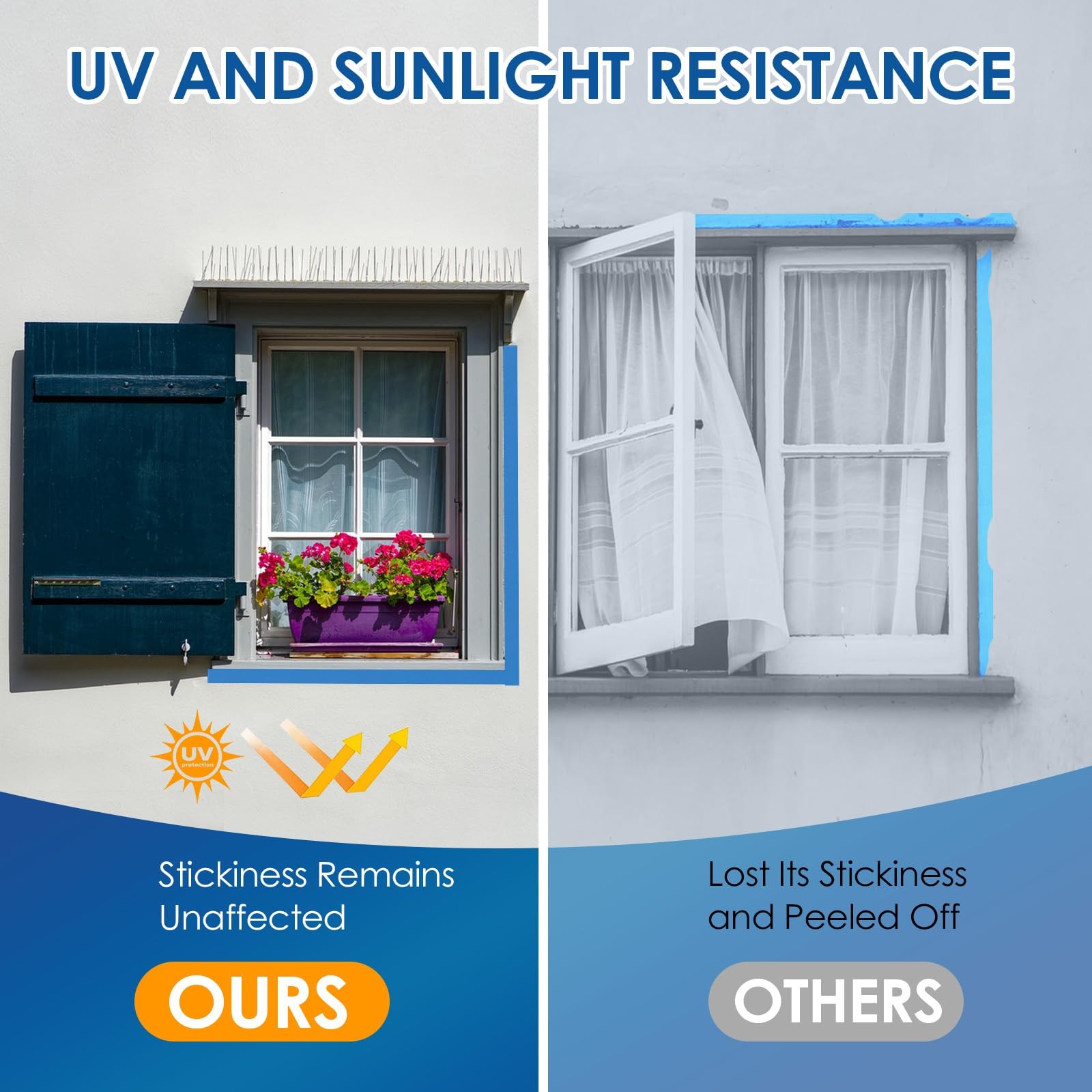 Blue Painters Tape 1 Inch Wide 48 Rolls Bulk, Paint Heat Resistant