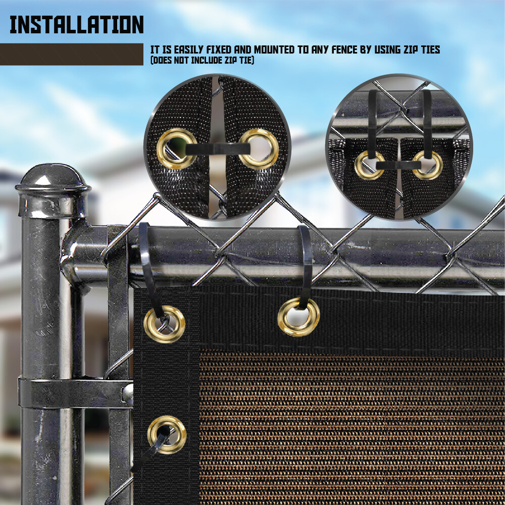 4' 5' 6' 8' Tall Fence Privacy Screen Windscreen Brown Shade Mesh Cover Garden