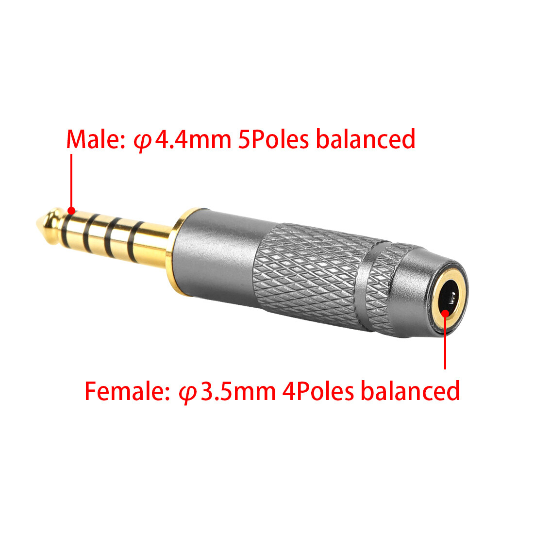 Geekria 4.4mm Male to 3.5mm Female Balanced Gold-Plated Adapter