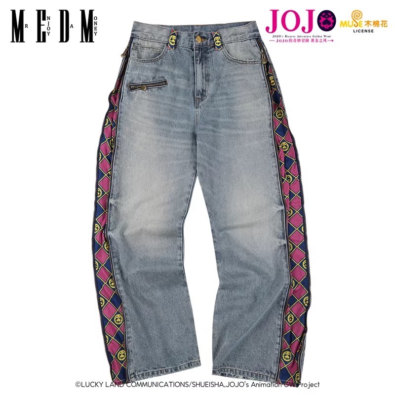 JoJo's Bizarre Adventure Plaid Casual Jeans Wear-Resistant Loose Pants Men Gifts