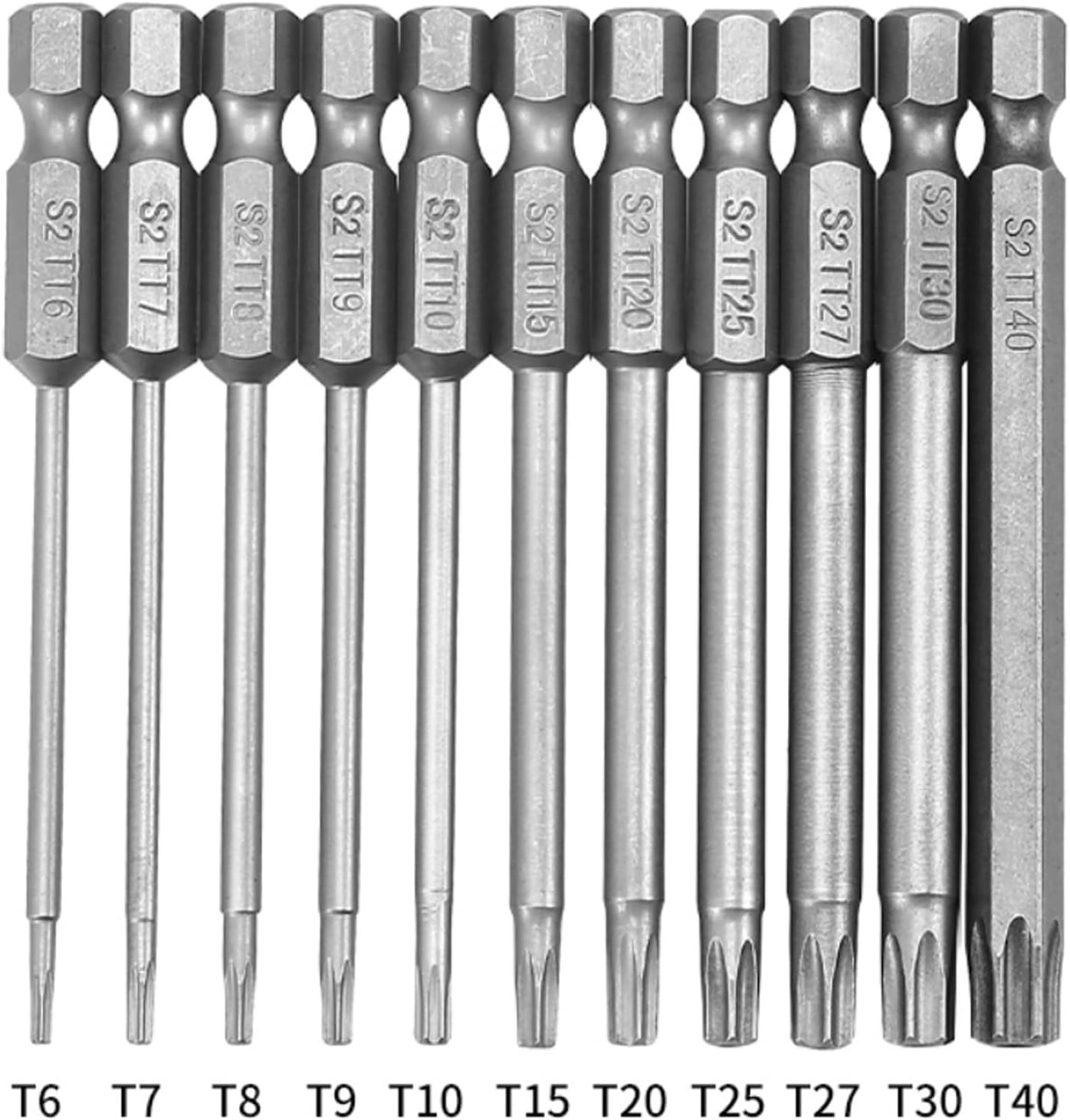 11Pcs T6-T40 Magnetic Head Torx Screwdriver Bit Set Security Tamper Proof Star