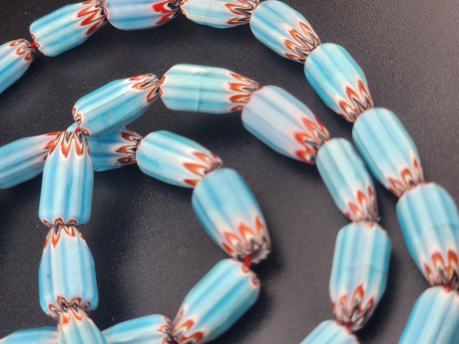 Vintage Venetian Style Chevron Trade Beads 7mm Beautiful Strings