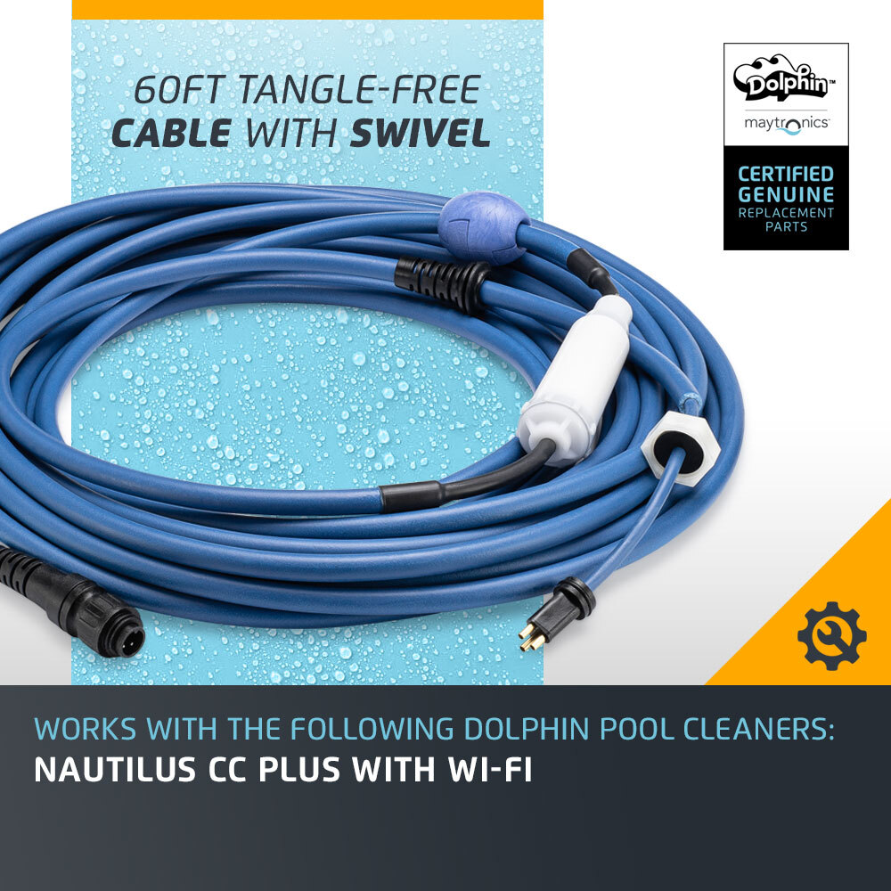 Genuine Dolphin Replacement Part — Durable 60 FT Blue Cable with Swivel