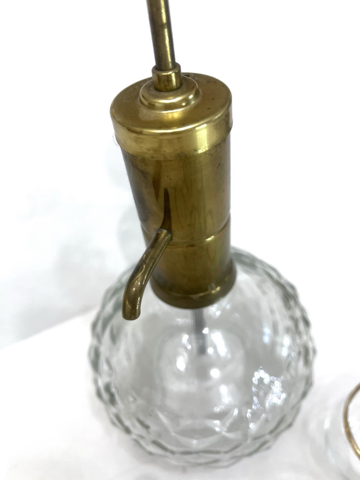 Vintage Park Sherman Liquor Dispenser Set with Brass Pump and 6 Gold Rim Glasses