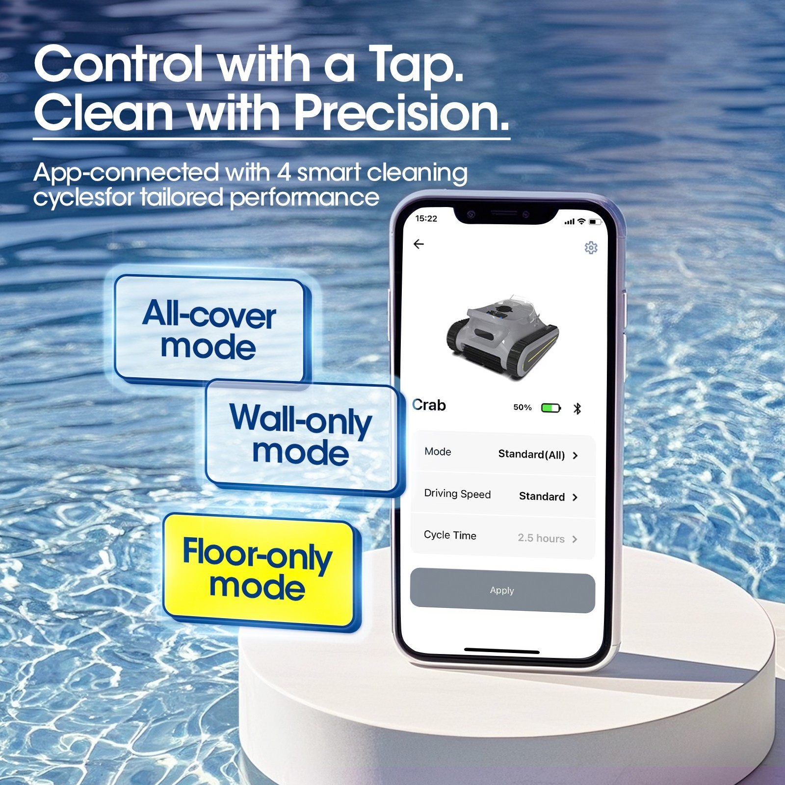 Seauto Cordless Robotic Pool Cleaner Wall & Waterline Cleaning Up to 2150 Sq.Ft