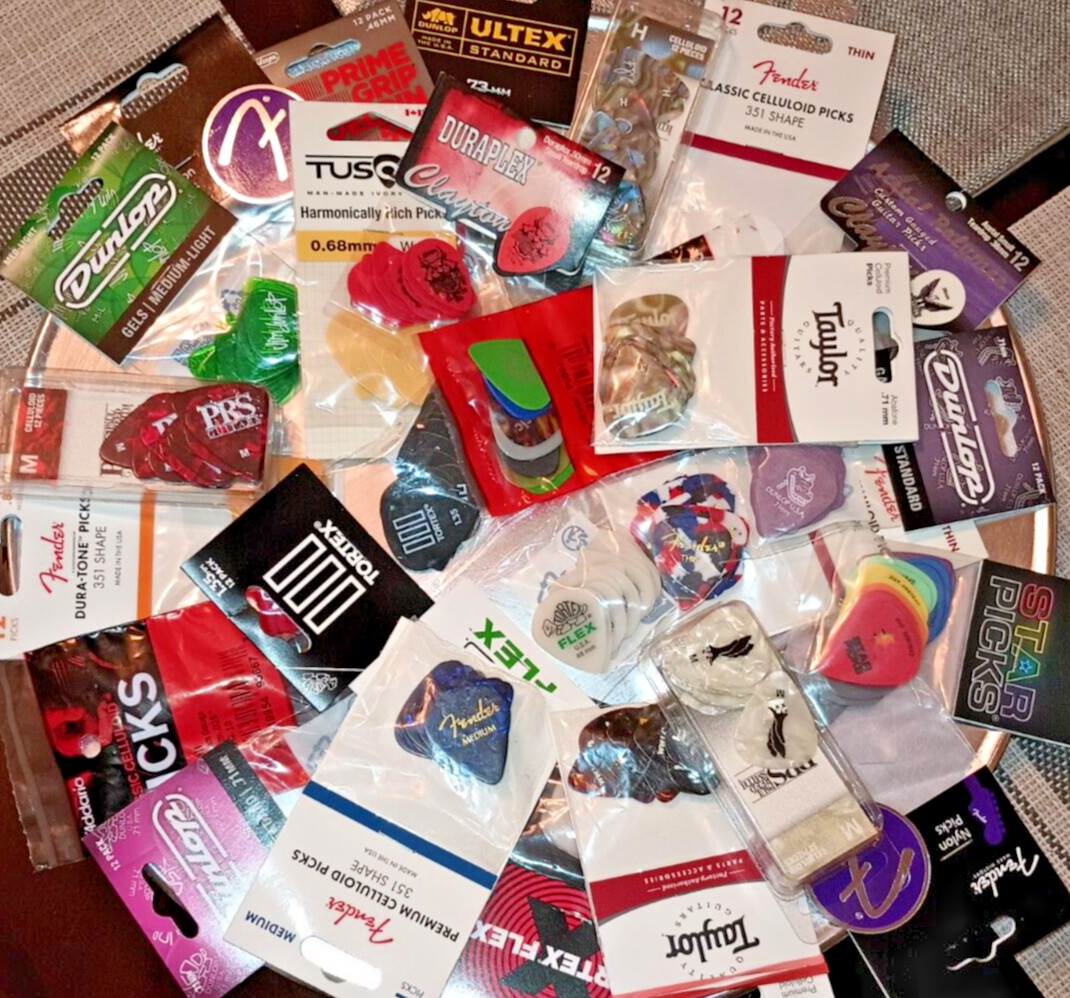 Guitar Picks Mixed Lot Name Brands - 6 Pc Variety Pack (Thin, Med, &Heavy)