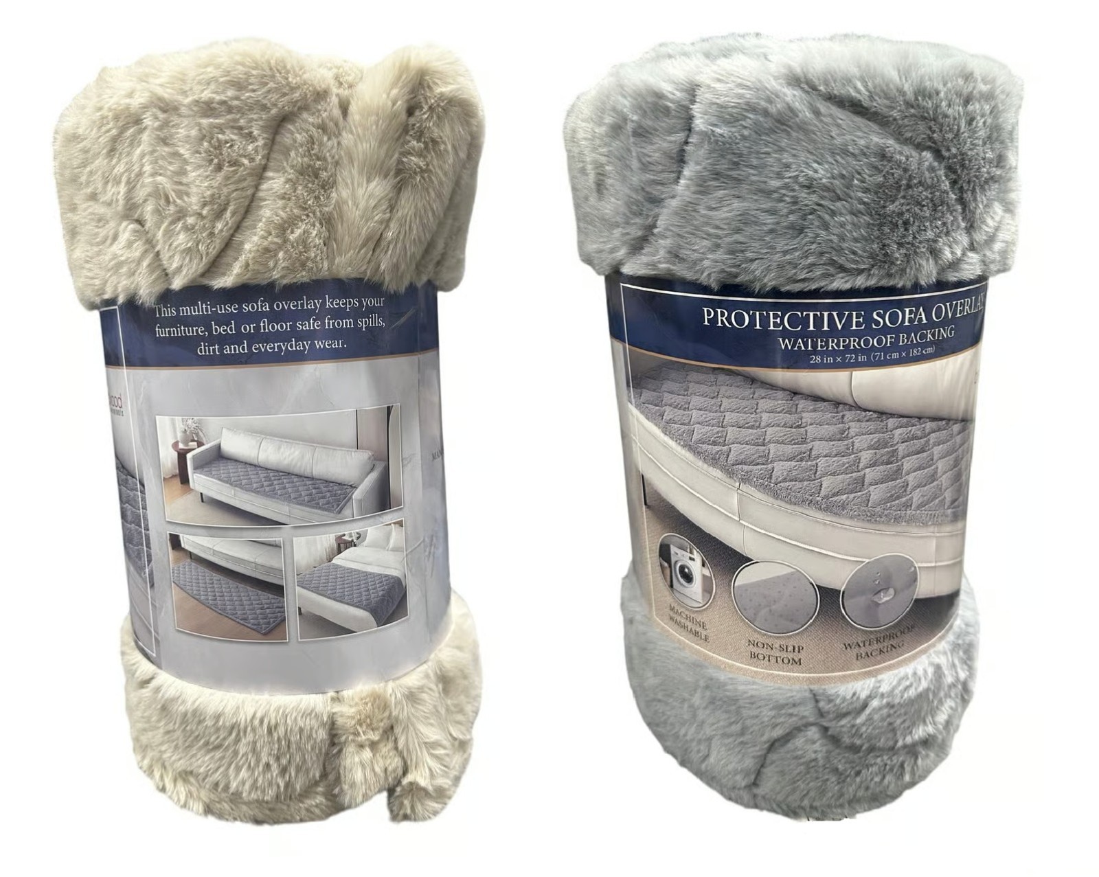 Brentwood Originals Waterproof Quilted Sofa Overlay, 28" x 72” Faux Fur Overlay