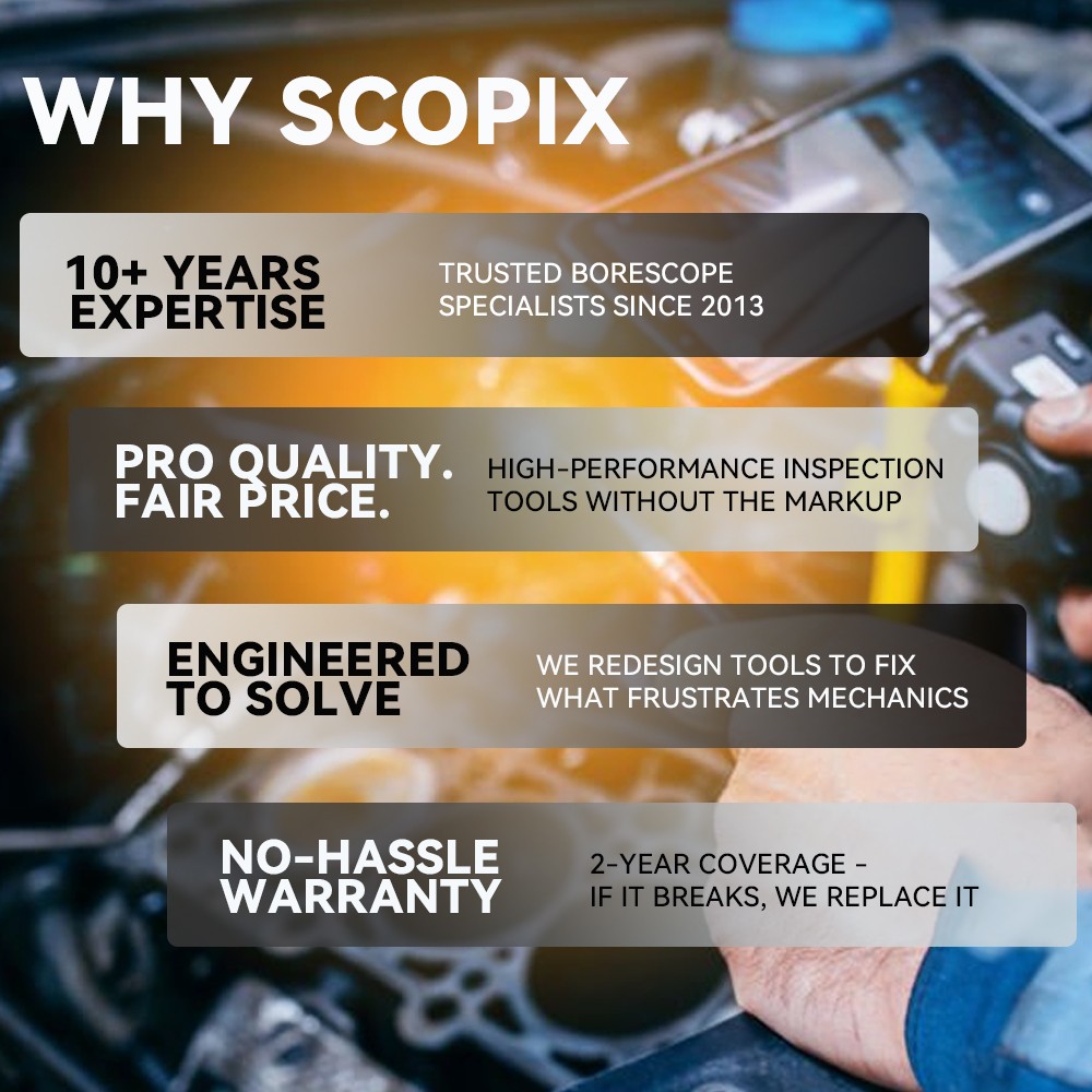 SCOPIX 10ft Tube 2-Way 360° Inspection Camera Articulating Borescope Semi Rigid
