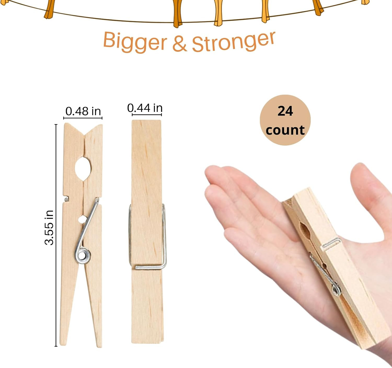 Wood Clothes Pin,Natural Birchwood Clothespins,Strong Grip,Heavy Duty Outdoor Cl
