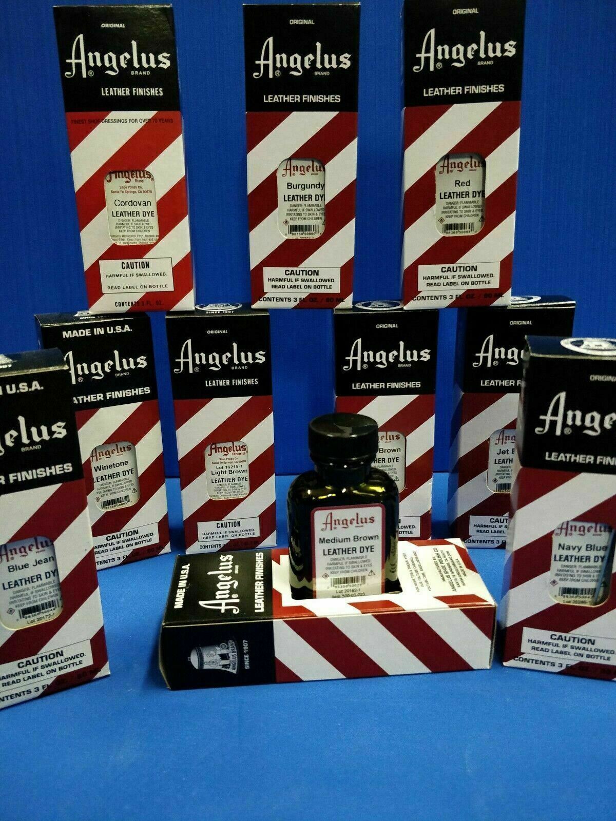 Angelus Leather Dye 3 oz. with Applicator for Shoes Boots Bags NEW Pic-A - Color